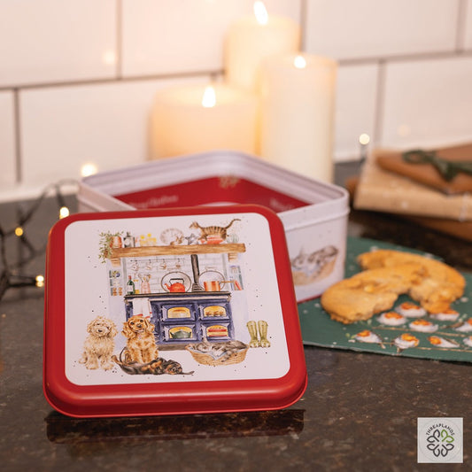 Wrendale Traditional 'Country Kitchen' Dog and Cat Christmas Square Tin [optimised-1040-watermarked]