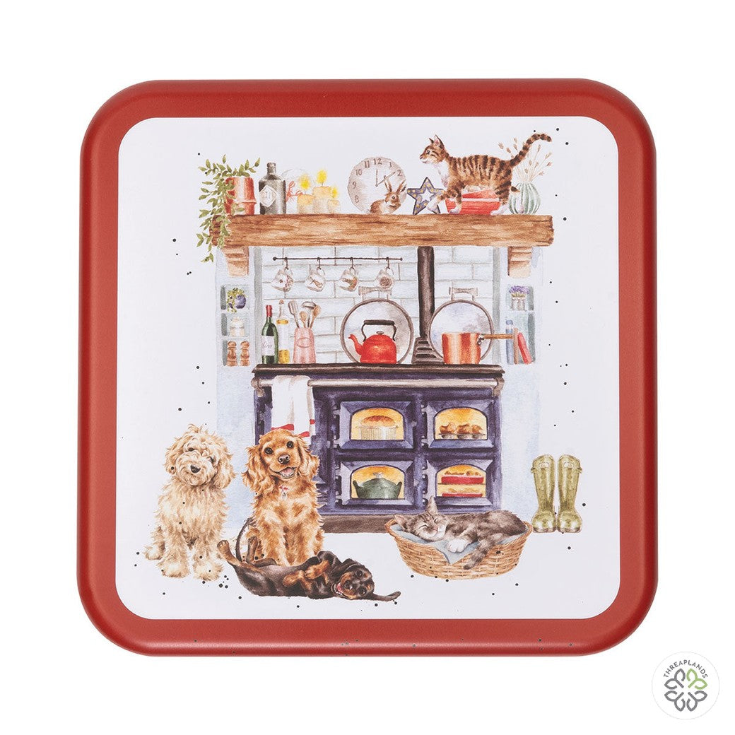 Wrendale Traditional 'Country Kitchen' Dog and Cat Christmas Square Tin [optimised-1040-watermarked]