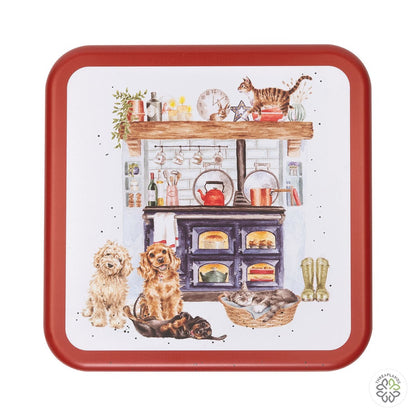 Wrendale Traditional 'Country Kitchen' Dog and Cat Christmas Square Tin [optimised-1040-watermarked]