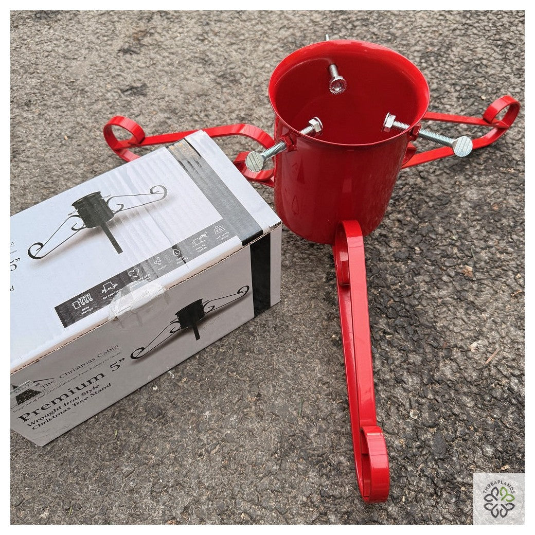 Wrought Iron Christmas Tree Stand Red 5" [optimised-1040-watermarked]